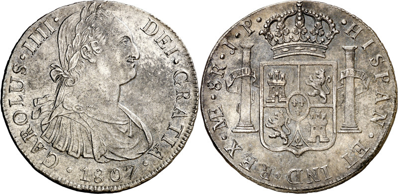 1807. Carlos IV. Lima. JP. 8 reales. (AC. 927). Plata porosa. 27 g. MBC+.