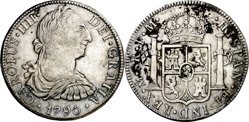 1790. Carlos IV. México. FM. 8 reales. (AC. 952). Busto de Carlos III. Ordinal I...