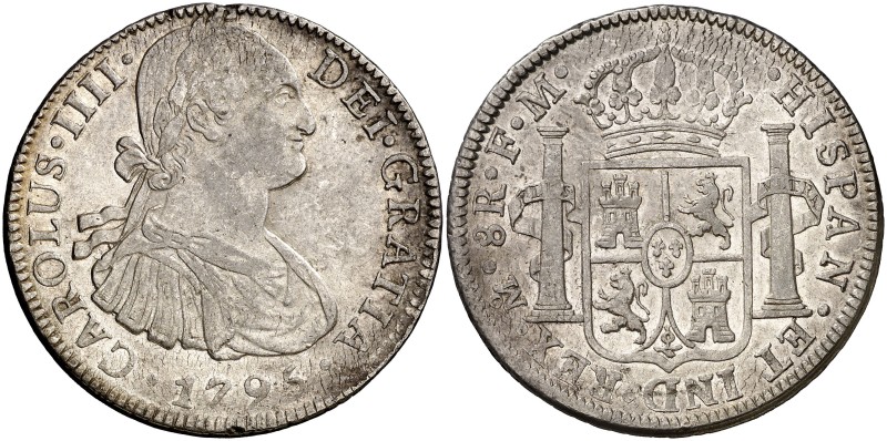 1795. Carlos IV. México. FM. 8 reales. (AC. 958). Leves marquitas. Parte de bril...