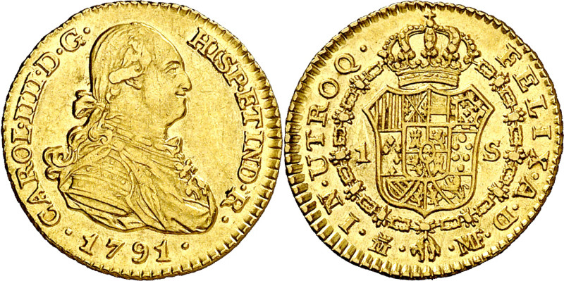 1791. Carlos IV. Madrid. MF. 1 escudo. (AC. 1108). 3,38 g. MBC+.