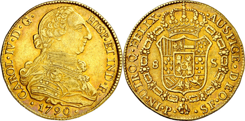 1790. Carlos IV. Popayán. SF. 8 escudos. (AC. 1659) (Cal.Onza 1049) (Restrepo 96...