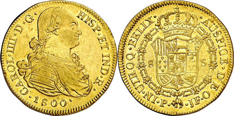 1800. Carlos IV. Popayán. JF. 8 escudos. (AC. 1673) (Cal.Onza 1063) (Restrepo 98...