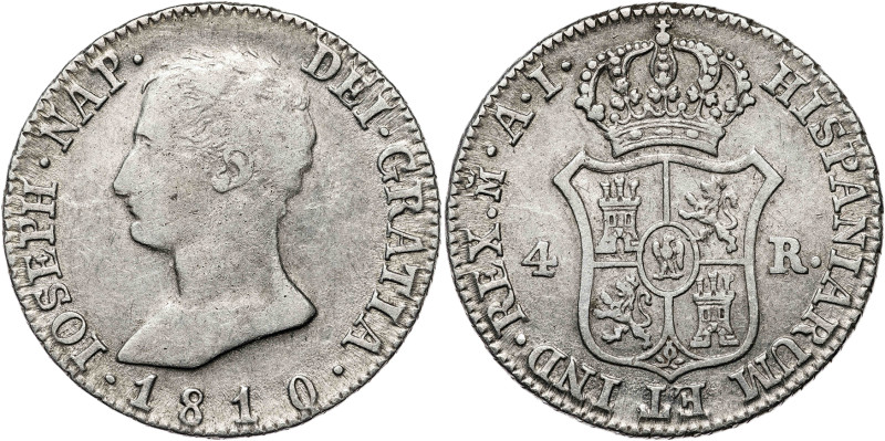 1810. José Napoleón. Madrid. AI. 4 reales. (AC. 14). 5,85 g. MBC-/MBC.