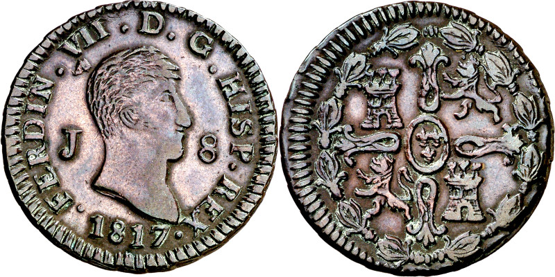 1817. Fernando VII. Jubia. 8 maravedís. (AC. 196). Busto desnudo. 9,72 g. EBC-.