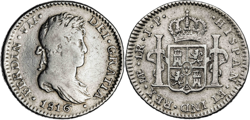 1816. Fernando VII. Lima. JP. 1 real. (AC. 574). 3,17 g. BC/BC+.