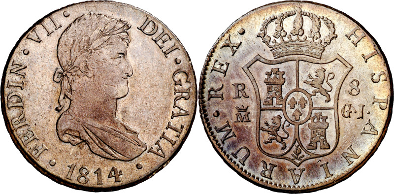 1814. Fernando VII. Madrid. GJ. 8 reales. (AC. 1268). Primer año de busto laurea...