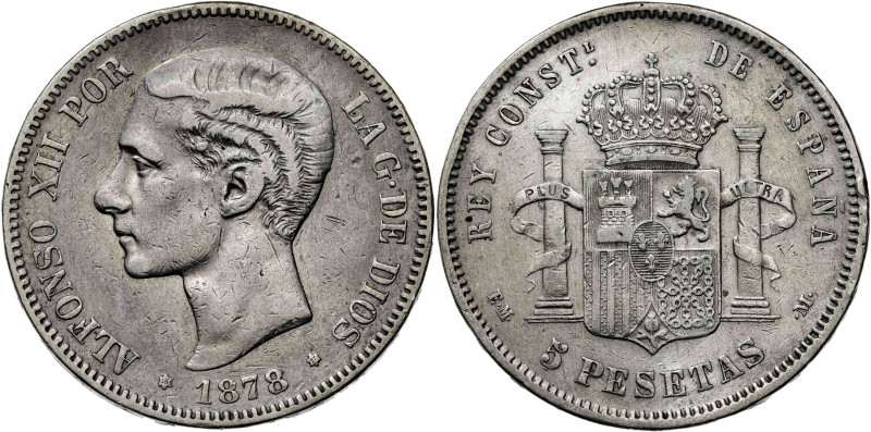 1878*1878. Alfonso XII. EMM. 5 pesetas. (AC. 41). 24,79 g. BC+.