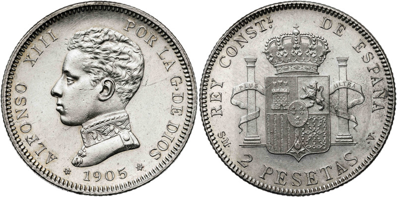 1905*1905. Alfonso XIII. SMV. 2 pesetas. (AC. 88). 9,96 g. EBC+.