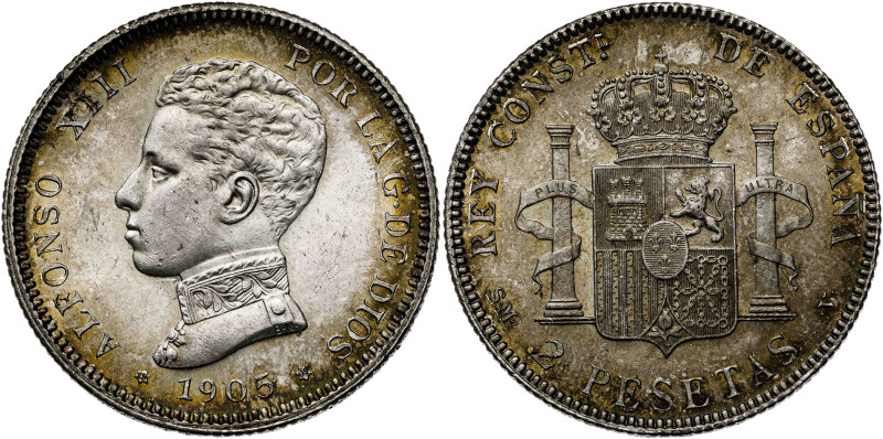 1905*1905. Alfonso XIII. SMV. 2 pesetas. (AC. 88). Bonita pátina. 10,13 g. EBC+....