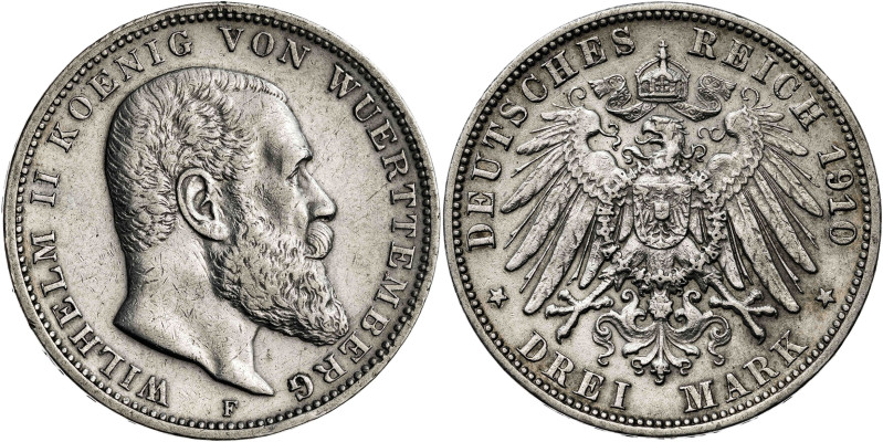 Alemania. 1910. Guillermo II. 3 marcos. (KM. 635). AG. 16,66 g. MBC+.