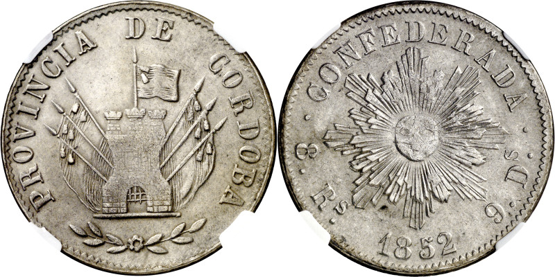 Argentina. 1852. Córdoba. 8 reales. (KM. 32). En cápsula de la NGC como MS62, nº...