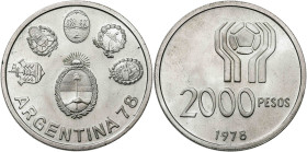 Argentina. 1978. 2000 pesos. (KM. 79). Mundial de Fútbol. AG. 15 g. S/C.