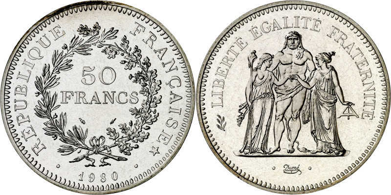 Francia. 1980. 50 francos. (KM. 941.1) (Gadoury 882). AG. 30,03 g. Proof.