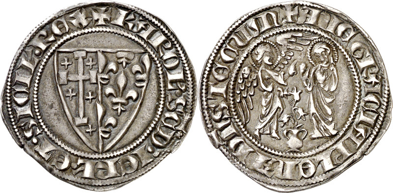 Italia. Nápoles. Carlos II de Anjou (1285-1309). 1 saludo de plata. (MIR. 23). A...