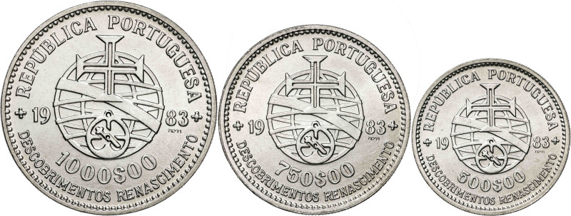 Portugal. 1983. 500, 750 y 1000 escudos. (KM. 620 a 622). XVII Exhibición del ar...