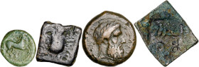 Lote de 4 bronces griegos distintos. A examinar. BC/BC+.