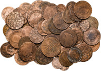 Fernando VII. Lote de 127 monedas de cobre. Limpiadas. Muy interesante. A examinar. MC/MBC+.