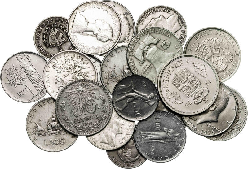 Lote de 20 monedas de diversos países, diez en plata. A examinar. MBC-/EBC+.