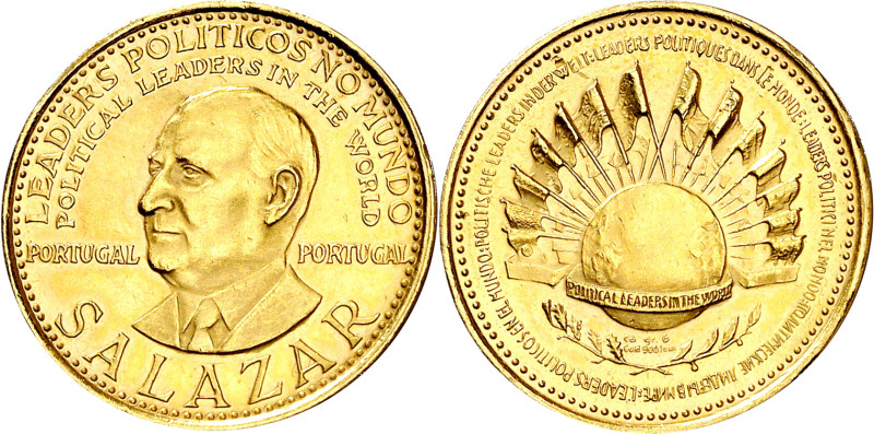 Portugal. Líderes políticos del Mundo. Salazar. Oro. 6 g. Ø21mm. EBC.