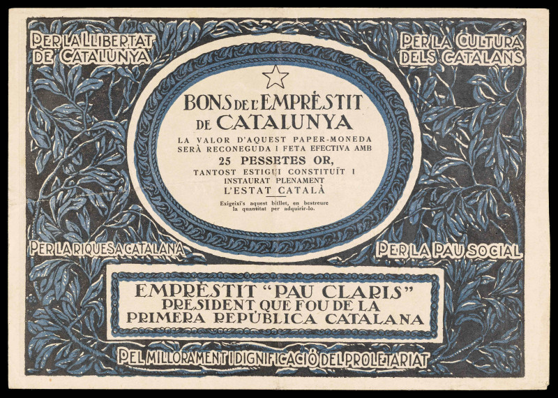 1925. Emprèstit de Catalunya. Estat Català. 25 pesetas. 25 de abril. "Títol" gar...