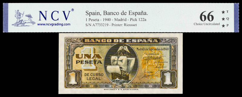 1940. 1 peseta. (Ed. 442a). 4 de septiembre, "Santa María". Serie A. Certificado...