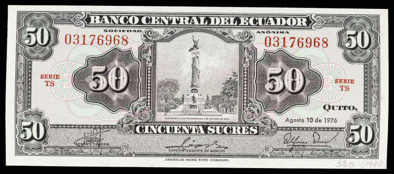 Ecuador. 1976. Banco Central. 50 sucres. (Pick 111a). 10 de agosto. S/C-.