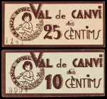 Barcelona. Granja Royal. 10 y 25 céntimos. (AL. 1238 y 1239) (RGH. 6754 y 6755). 2 cartones, serie completa. MBC+/EBC-.