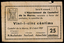 Castellví de la Marca. 25 céntimos. (T. 905). Raro. BC.