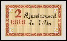 Lilla. 2 pesetas. (T. 1492a). Único billete emitido por esta localidad. EBC+.
