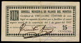 Planes del Montsià. 25 céntimos. (T. 2164). MBC-.