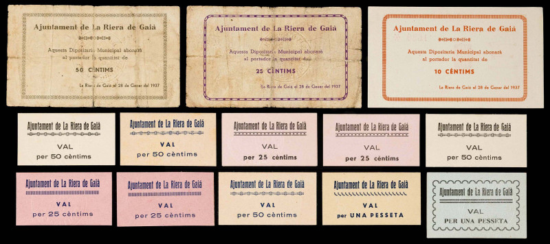 La Riera de Gaià. 10, 25 (cinco), 50 céntimos (cinco) y 1 peseta (dos). (T. 2450...