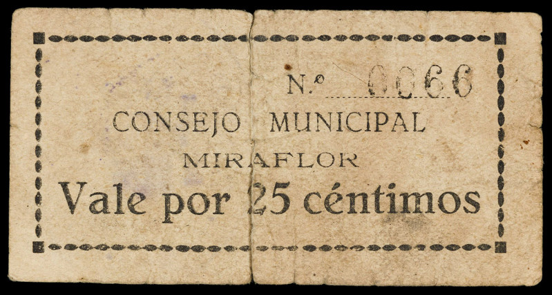 Miraflor (Alicante). Consejo Municipal. 25 céntimos. (T. 951) (KG. 496) (RGH. 35...