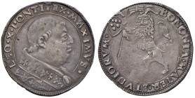 Leone X (1513-1521) Bologna - Leone o Mezzo bianco - Munt. 111 AG (g 3,56) RR Conio attribuito ad Antonio Machiavelli. Proveniente da G. Marchesi, mos...