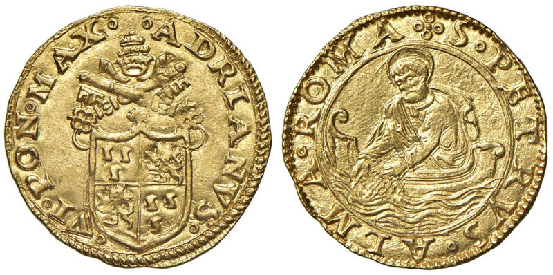 Adriano VI (1522-1523) Fiorino d'oro di camera - Munt. 2 AU (g 3,35) RRR Conio a...