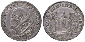 Paolo III (1534-1549) Macerata - Testone An. XII - Munt. 134; MIR 925 (questo esemplare) AG (g. 5,51) RRRR Di estrema rarità, non ci risulta nessun al...