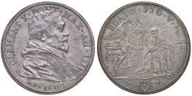 Clemente X (1670-1676) Piastra 1673 An. IIII - Munt. 11 AG (g 32,18) RRR La moneta commemora la beatificazione di papa Pio V, avvenuta il 23-03-1672 p...