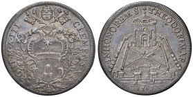 Clemente XI (1700-1721) Piastra 1703 An. III - Munt. 40 (questo esemplare) AG (g 32,09) RR Bella patina di vecchia raccolta. Proveniente dalla prestig...