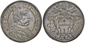 Clemente XI (1700-1721) Piastra An. XV - Munt. 49 AG (g 32,10) RR Patina di medagliere su fondi lucenti, esemplare in stato di conservazione ecceziona...