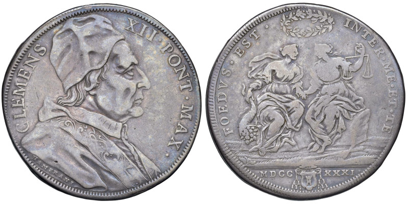 Clemente XII (1730-1740) Piastra 1731 - Munt. 18 AG (g 31,40) RRR Di rarissima a...