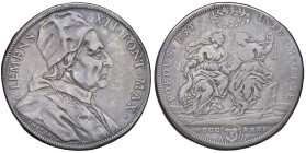 Clemente XII (1730-1740) Piastra 1731 - Munt. 18 AG (g 31,40) RRR Di rarissima apparizione sul mercato, la piastra "dell'Abbondanza" è l'ultima piastr...