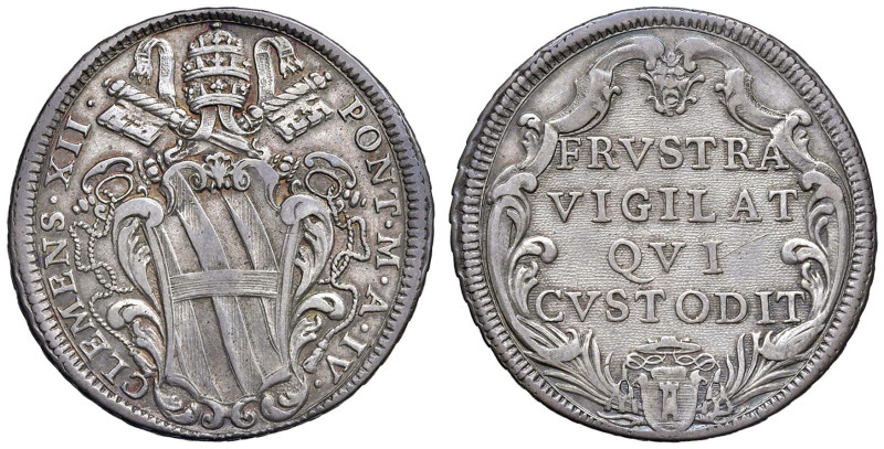 Clemente XII (1730-1740) Mezza piastra An. IV - Munt. 20 AG (g 14,50) R Provenie...
