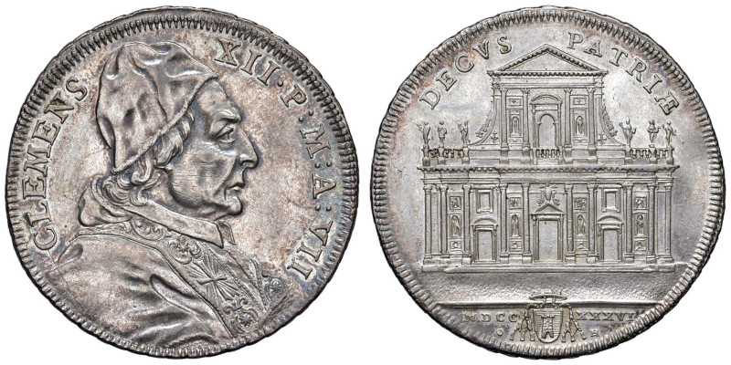 Clemente XII (1730-1740) Mezza piastra 1736 An. VII - Munt. 19 AG (g 14,79) R Ri...