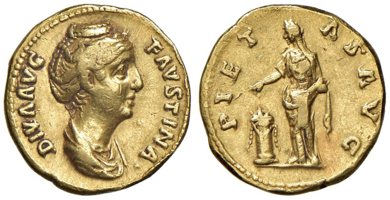 Faustina I Madre (141) Aureo "PIETAS AVG" - RIC. 394a; Calicò 1799 AU (g 6,80) P...