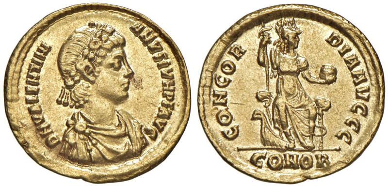 Valentiniano II (375-392) Solido - Zecca: Costantinopoli - RIC 45b AU (g 4,35) B...