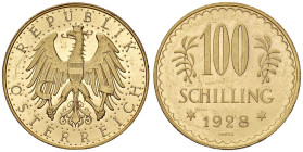 AUSTRIA Prima repubblica (1918-1938) 100 Schilling 1928 - Herinek 7 AU (g 23,55) Graffietti.

Status: SPL-FDC