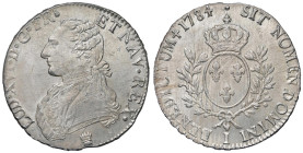 FRANCIA Luigi XVI (1774-1792) Ecu 1784 I - Gad. 356 AG (g 29,29) Di eccezionale qualità.

Status: FDC