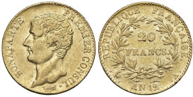 FRANCIA Napoleone primo console (1799-1804) 20 Franchi An. 12 A - Gad. 1020 (g 6,42) AU

Status: BB