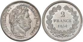 FRANCIA Luigi Filippo I (1830-1848) 2 Franchi 1834 A - KM. 743.1 AG (g 10,01) Due insignificanti segnetti davanti al naso del re.

Status: FDC