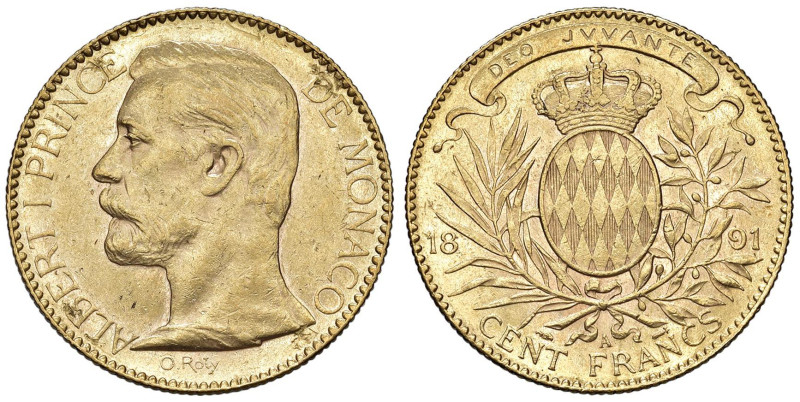 MONACO Alberto (1889-1922) 100 Franchi 1891 - Fr. 13 AU (g 32,25)

Status: qSP...