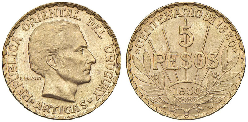 URUGUAY 5 Pesos 1930 - KM 27 AU (g 8,51)

Status: SPL-FDC